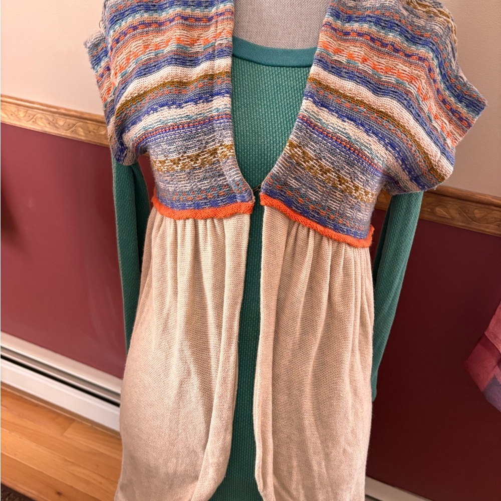 Rare Anthropologie Fairisle Swatch Cardi Vest By Change of the Moon L - Picture 4 of 6